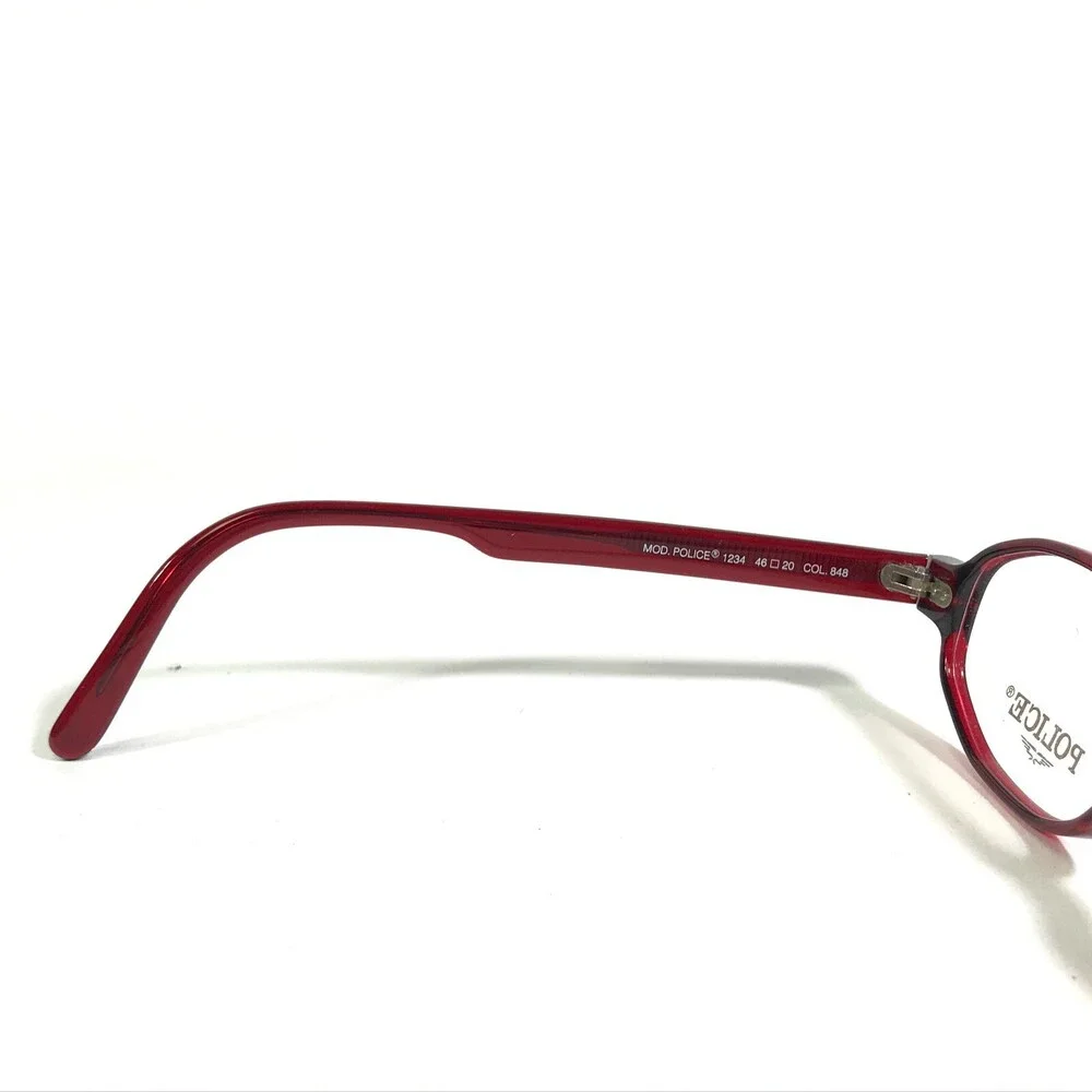 Police Eyeglasses Frames MOD.1234 COL. 848 Red Round Horn Rim Oval 46-20-125